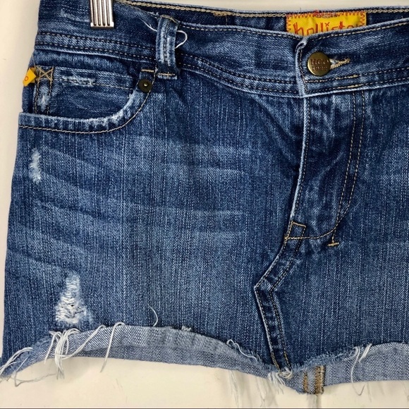 Hollister Distressed Micro Mini Jean Skirt Y2K - Picture 7 of 11